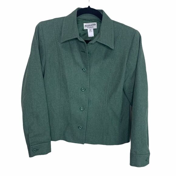SALE💚Pendleton wool jacket green size 6 petite - Picture 1 of 11